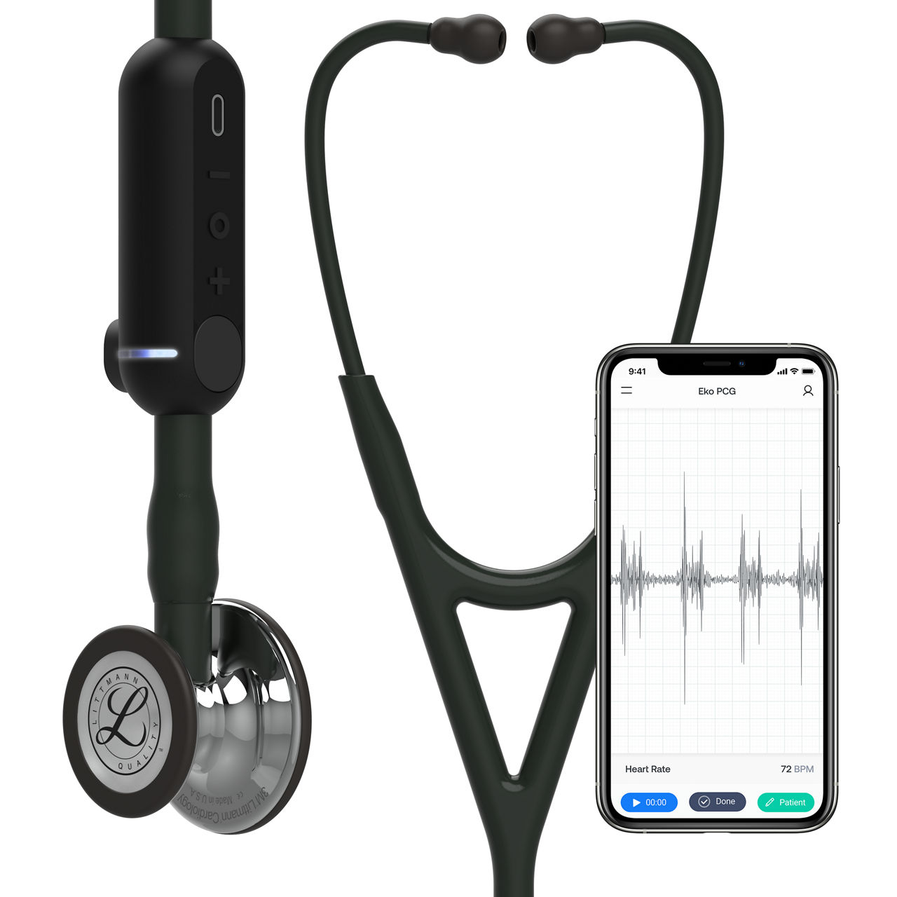 Stéthoscope numérique 3M™ Littmann® CORE, tubulure noire, Edition Miroir, 69 cm, 8869