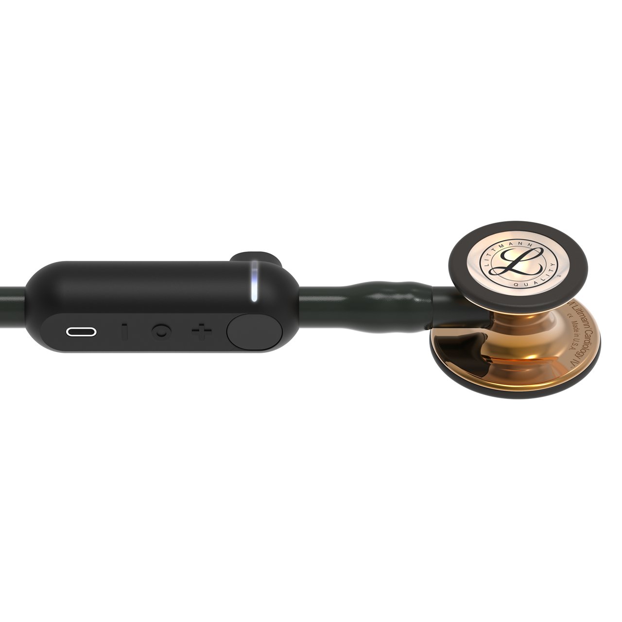 Stetoskop cyfrowy 3M™ Littmann® CORE, głowica z wykończeniem z miedzi o wysokim połysku, rurka, trzpień i czarne stery, 8870, 8870-04 SIDE HIGH, 0.1x