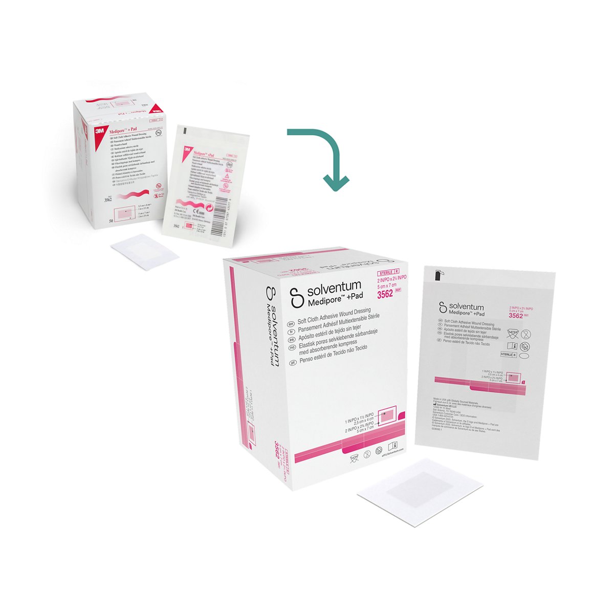Medipore +Pad Soft Cloth Adhesive Wound Dressing, 3500 Series