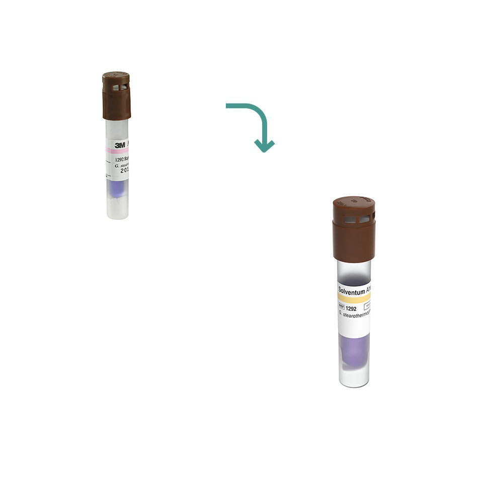 Transition to Solventum™ Attest™ Rapid Steam Biological Indicator, 1292, Brown Cap, 3 hr, 50/CAR, 4 CAR/CS, 200/CS - Front, Center, Out of Packaging (1C0)