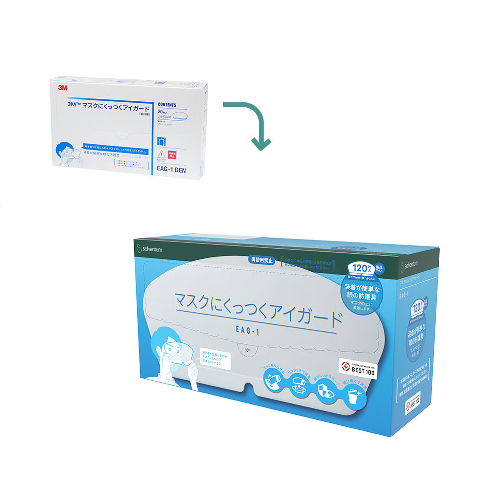 Solventum™ Attachable Face Shield, EAG-1M, 120 mm x 250 mm, 40/CAR,6CAR/CS - Front, Center, In Packaging (1C1)