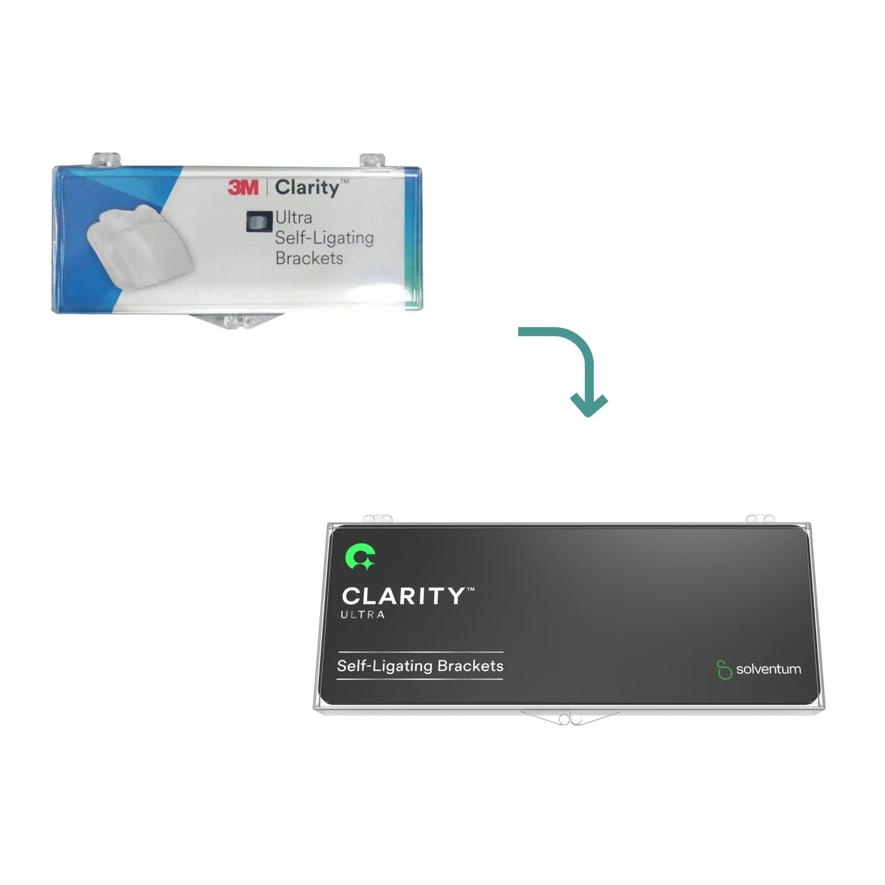 Transition to Clarity™ Ultra Self-Ligating  Uncoated Brackets  - Front, Center, In Packaging (1C1)