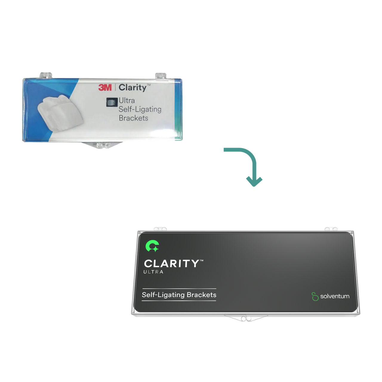 Transition to Clarity™ Ultra Self-Ligating Uncoated Brackets - Front, Center, In Packaging (1C1)