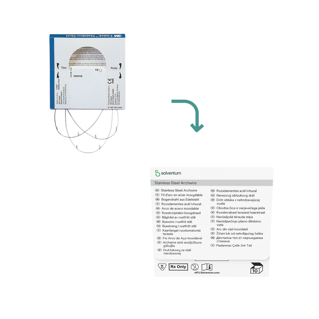 Arc droit en acier inoxydable 3M™ Unitek™