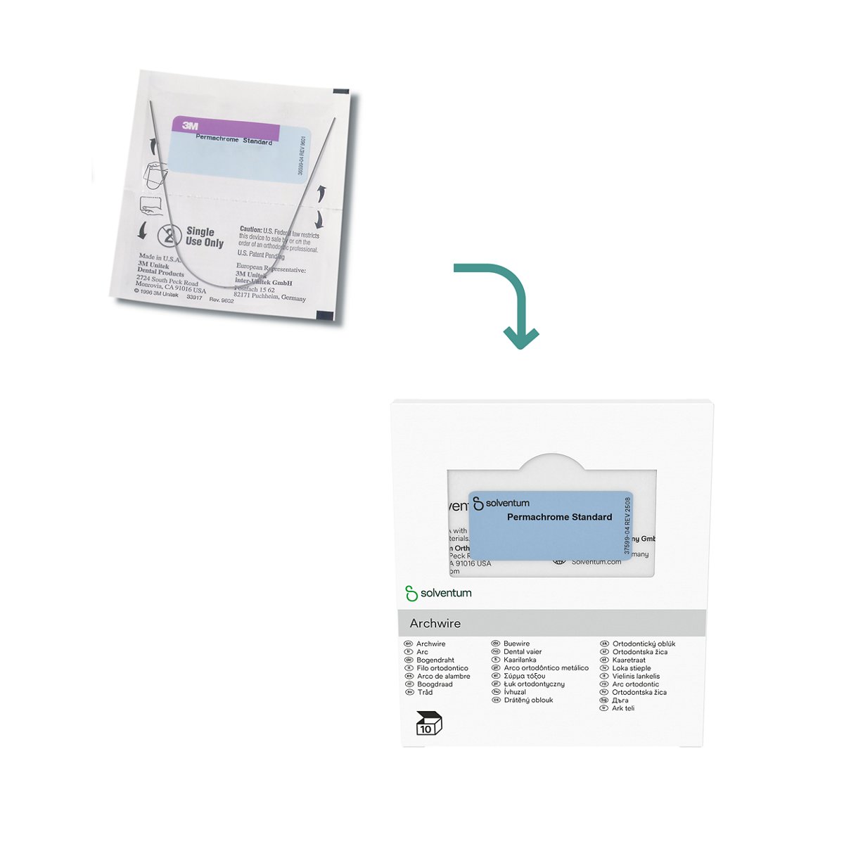 3M Unitek Permachrome Standard Archwire, Stainless