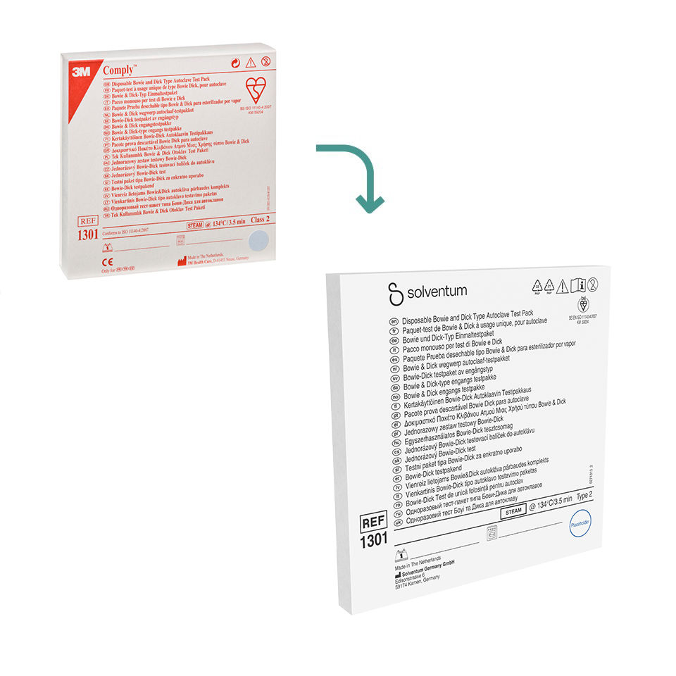 Transition to Solventum™ Bowie-Dick Test Pack - Front, Left, In Packaging (1L1)