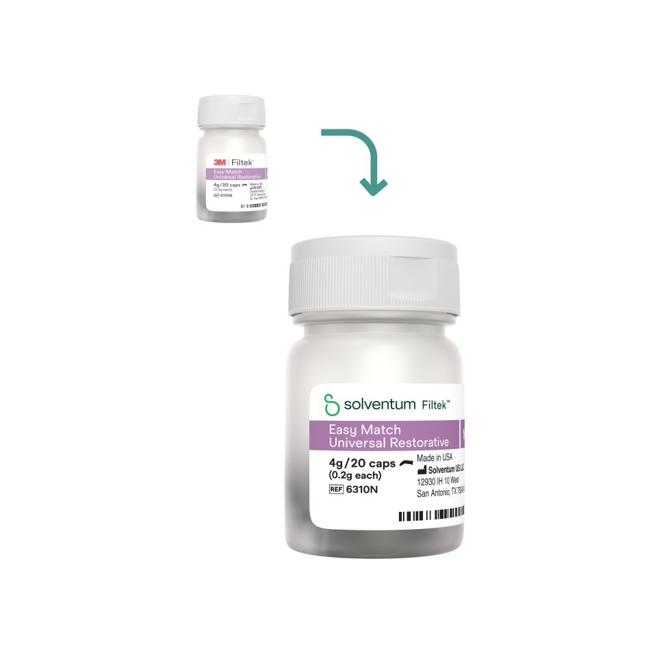 Imagem do produto com sfondo bianco per la transizione al solvente™ Filtek™ Easy Match Universal Restorative - Frontale, Centro, in confezione (1C1)