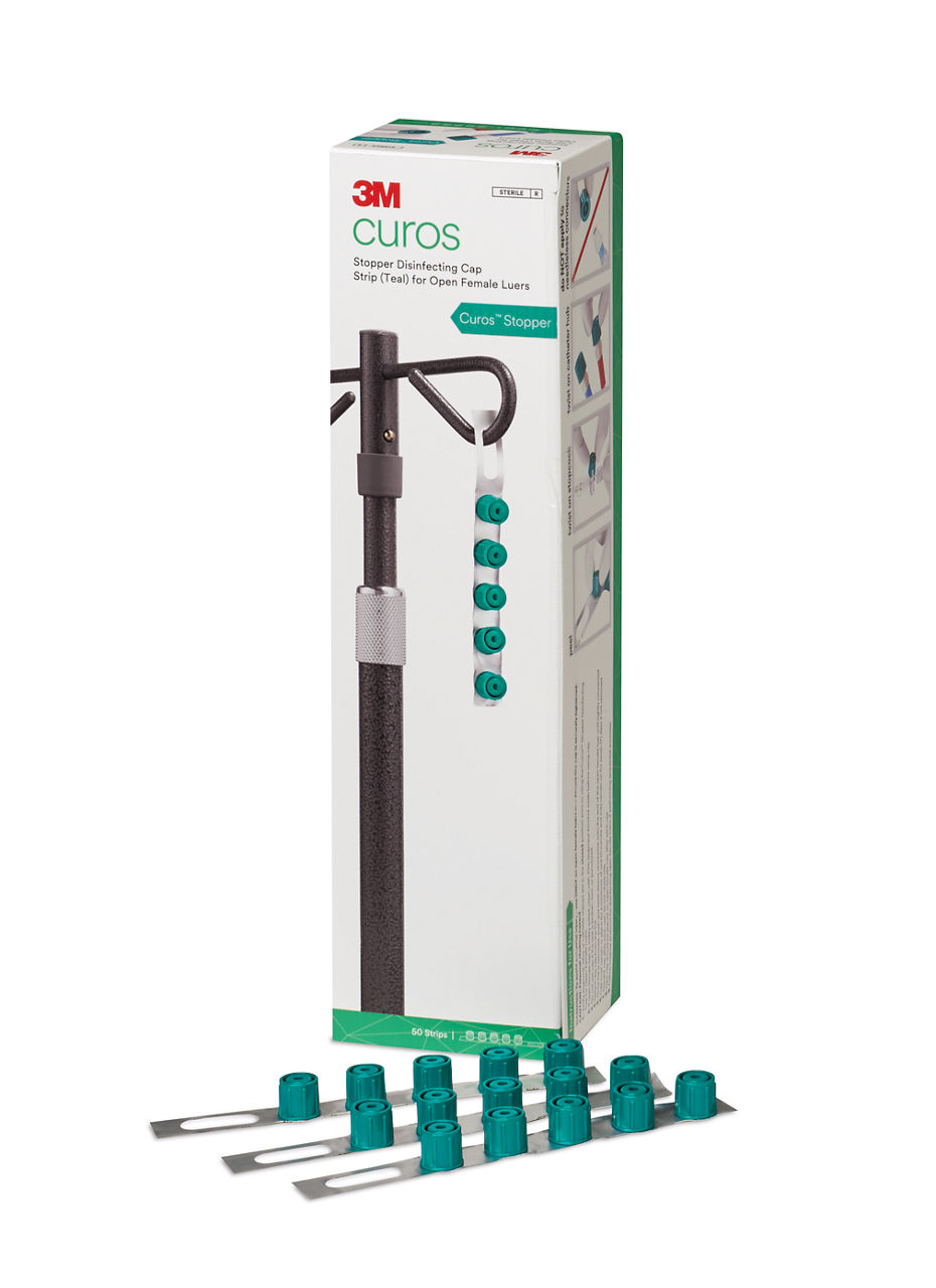 3M™ Curos™ Stopper Desinfectiedop voor open vrouwelijke Luer-lock poorten, CSV5-250R, strips van 5, 50 strips/doos, 8 dozen/overdoos