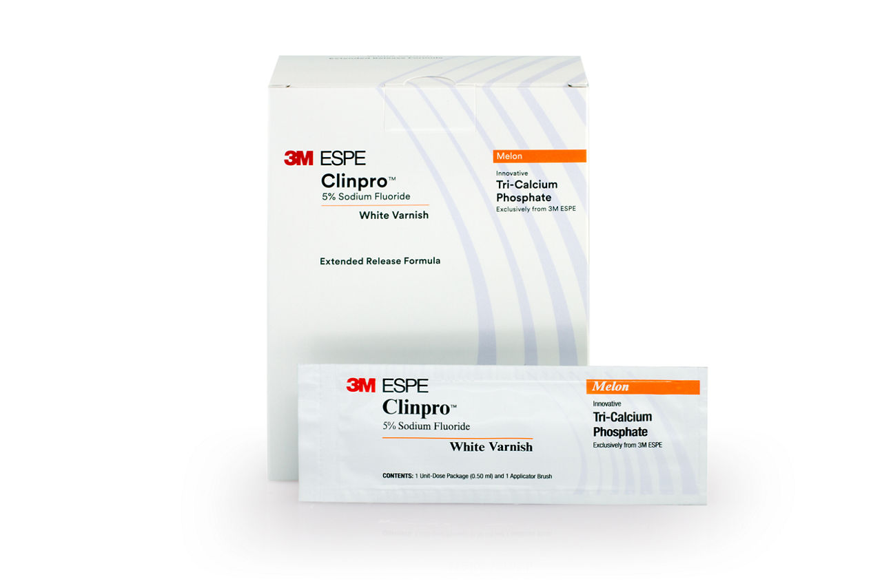 3M™ Clinpro™ 5% Sodium Fluoride White Varnish, 12247BL, Melon Flavor, 0.5 mL/Dose, 500 Doses/Pack