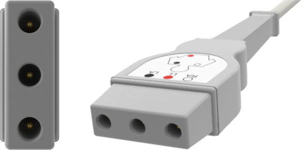 ECG Monitor Cable, 3-Lead, Philips Safety DIN, With Yokemate LWS®, 1 EA, D3C90