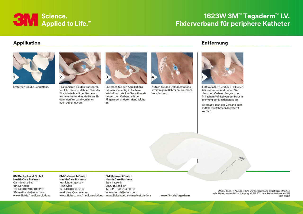 3M™ Tegaderm™ I.V. Advanced 1623W Applikationsanleitung DACH-de
