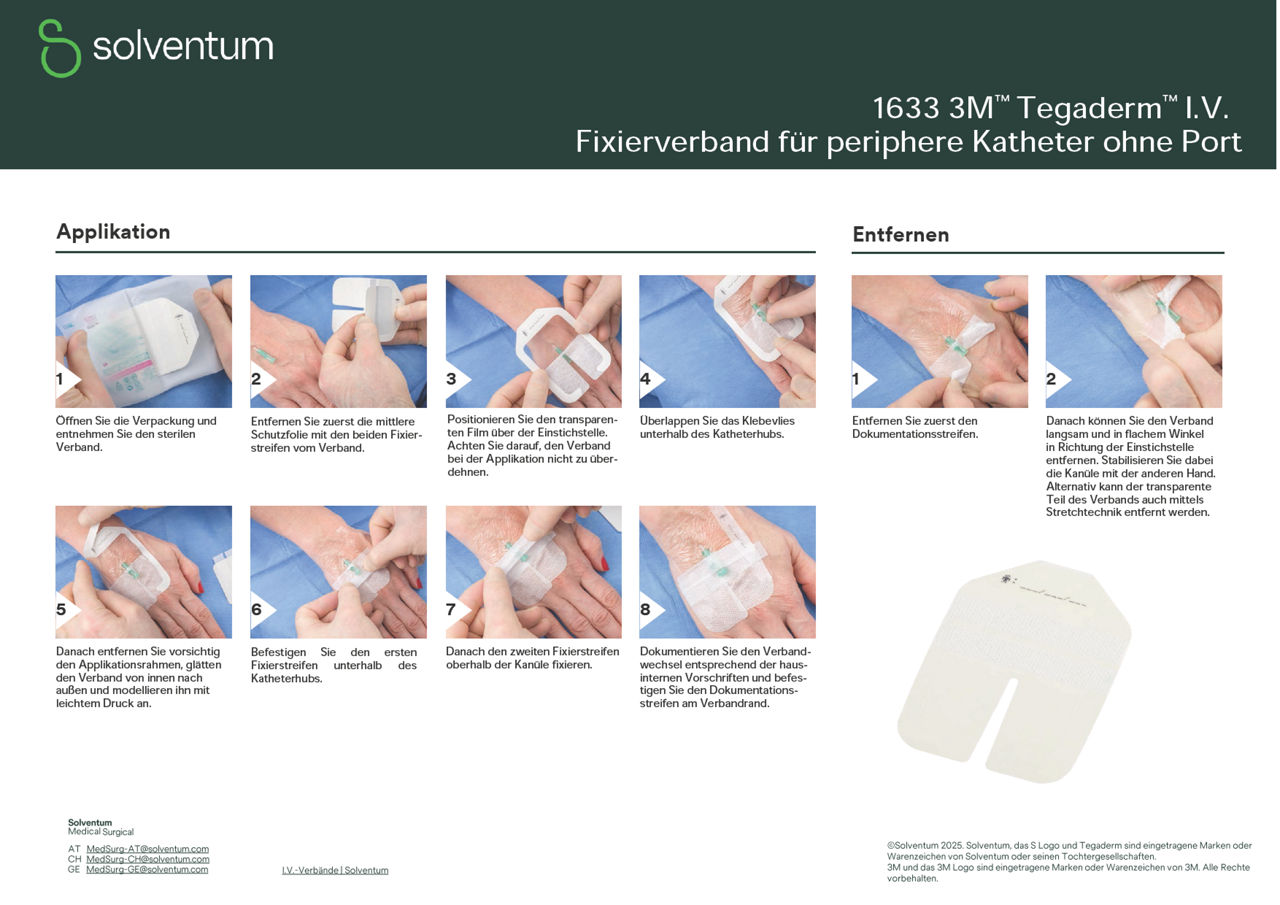 Tegaderm™ I.V. 1633 ohne Port Applikationsanleitung DACH-de