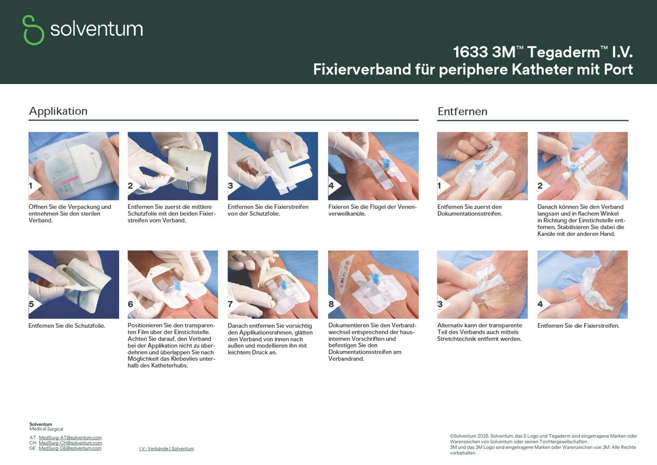 Tegaderm™ I.V. 1633 mit Port Applikationsanleitung DACH-de