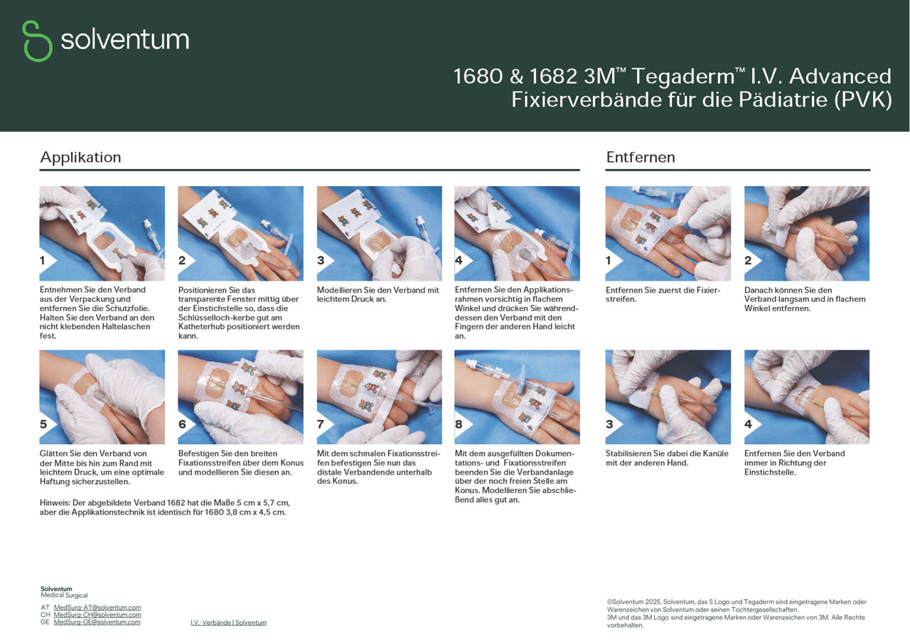 Tegaderm™ I.V. Advanced 1680 und 1682 Applikationsanleitung DACH-de