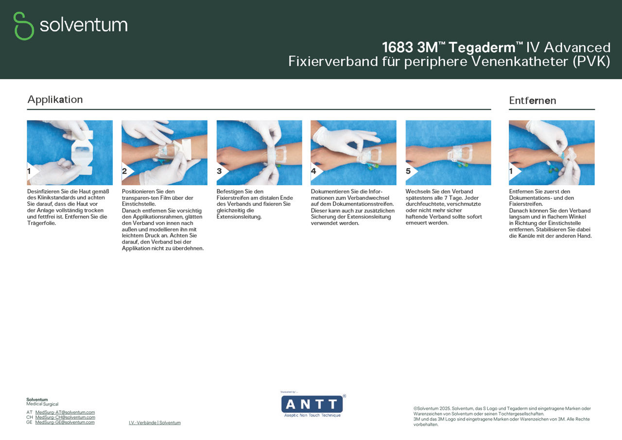 Tegaderm™ I.V. Advanced 1683 Applikationsanleitung DACH-de