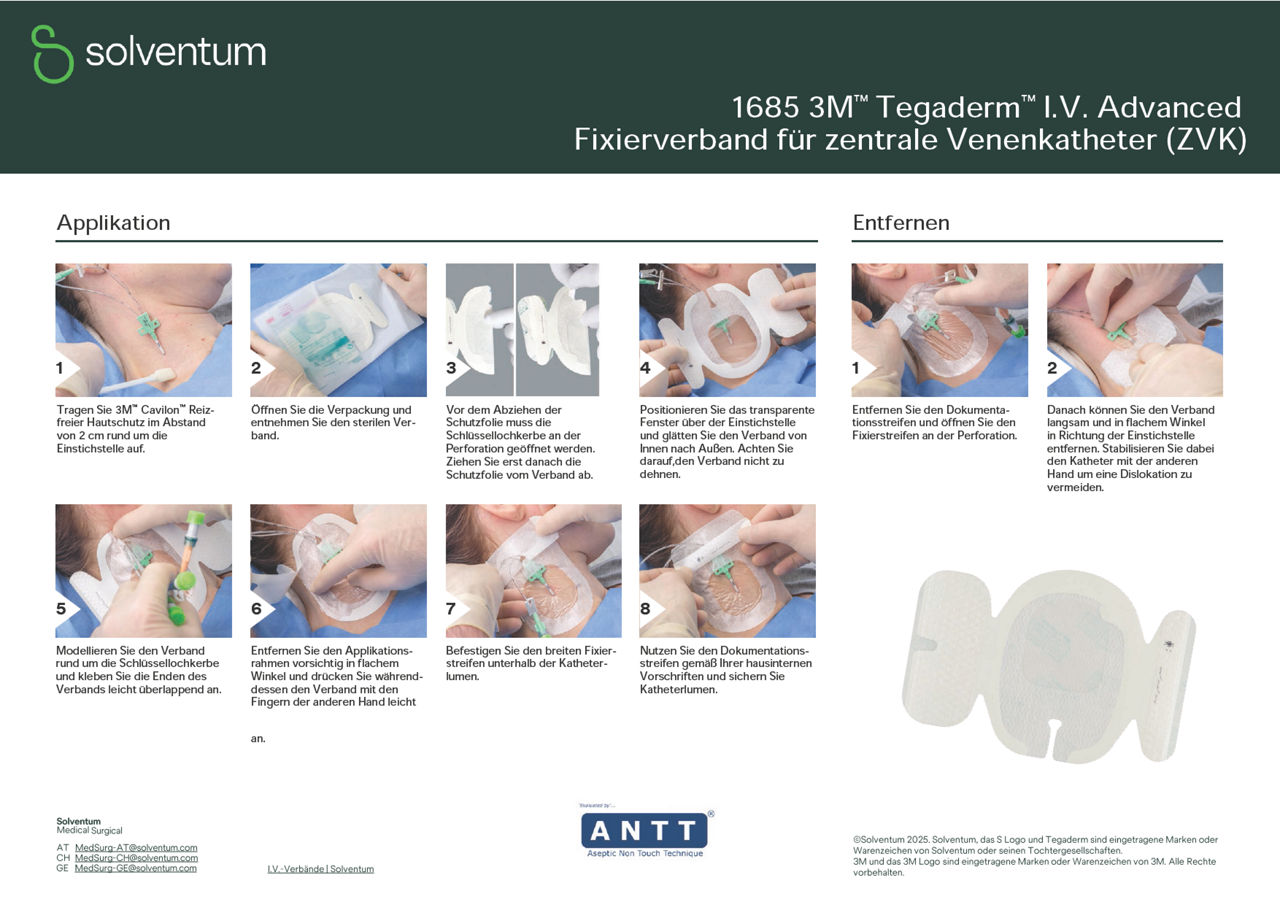 Tegaderm™ I.V. Advanced 1685 Applikationsanleitung DACH-de