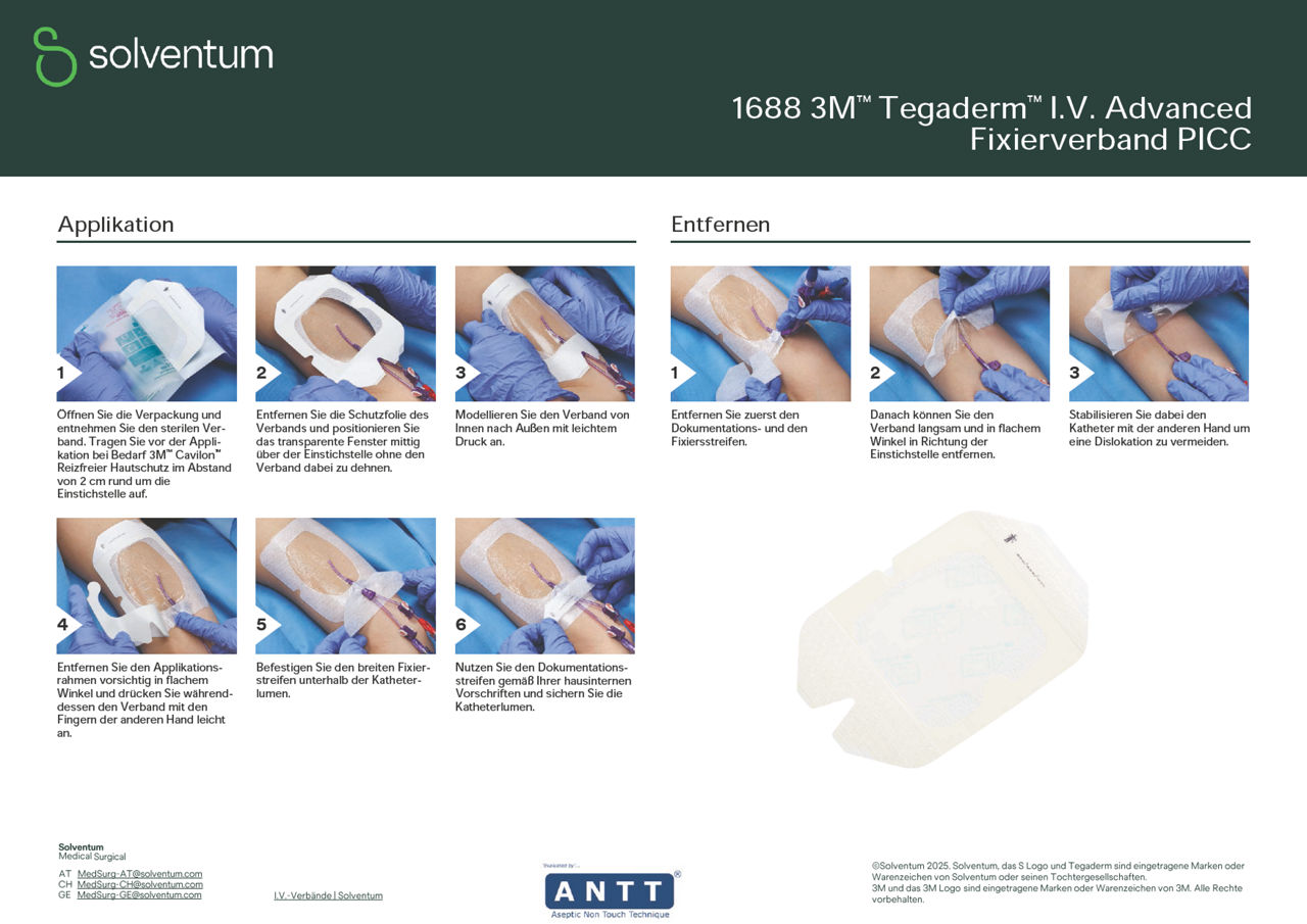  Tegaderm™ I.V. Advanced 1688 Applikationsanleitung DACH-de
