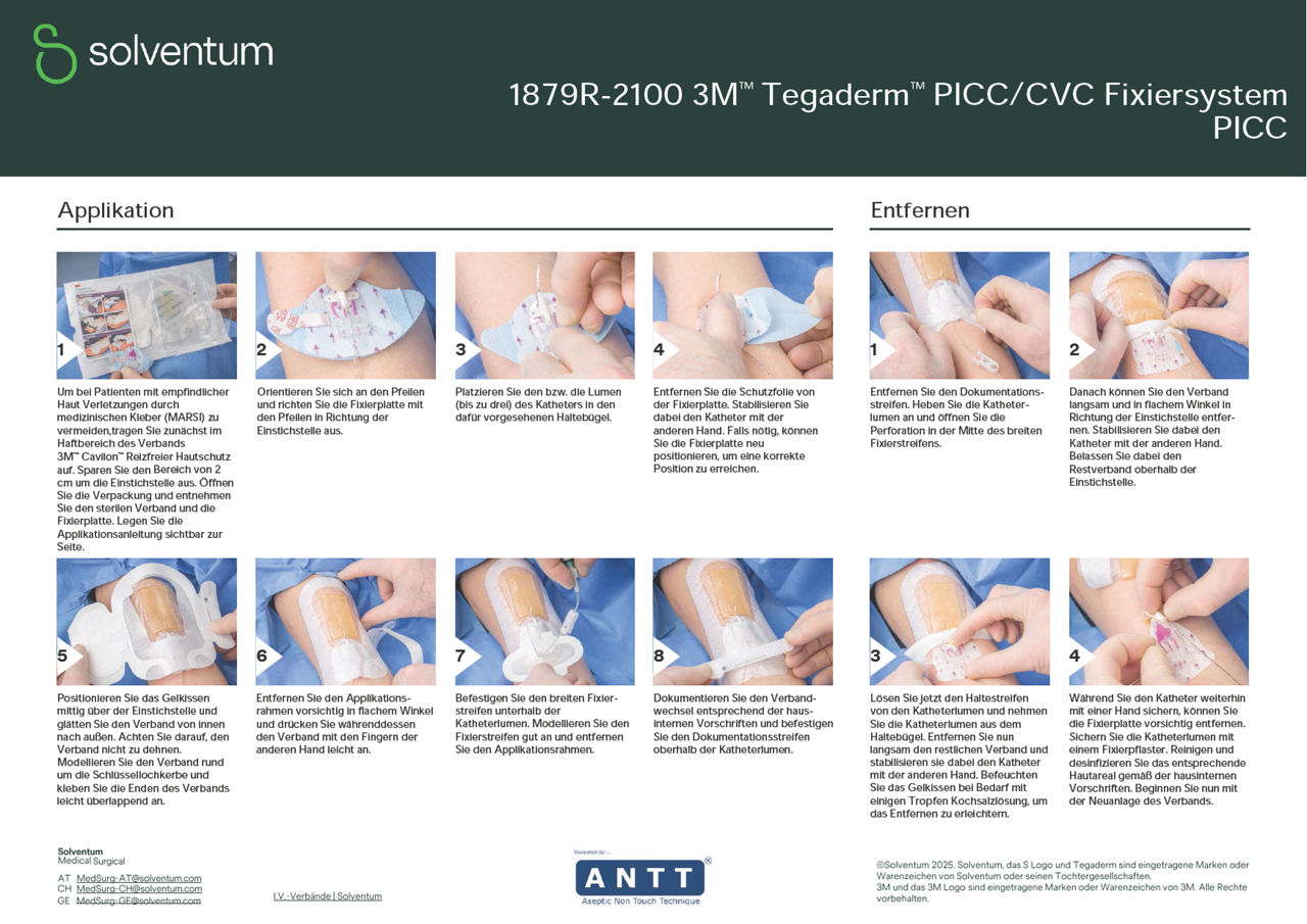Tegaderm™ PICC/CVC Fixiersystem 1879R-2100 Applikationsanleitung DACH-de
