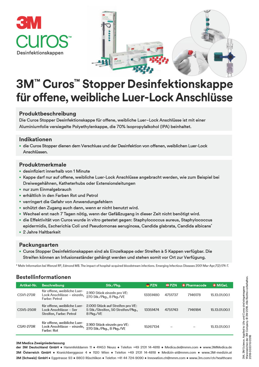 3M™ Curos™ Stopper Desinfektionskappe für offene, weibliche Luer-Lock Anschlüsse