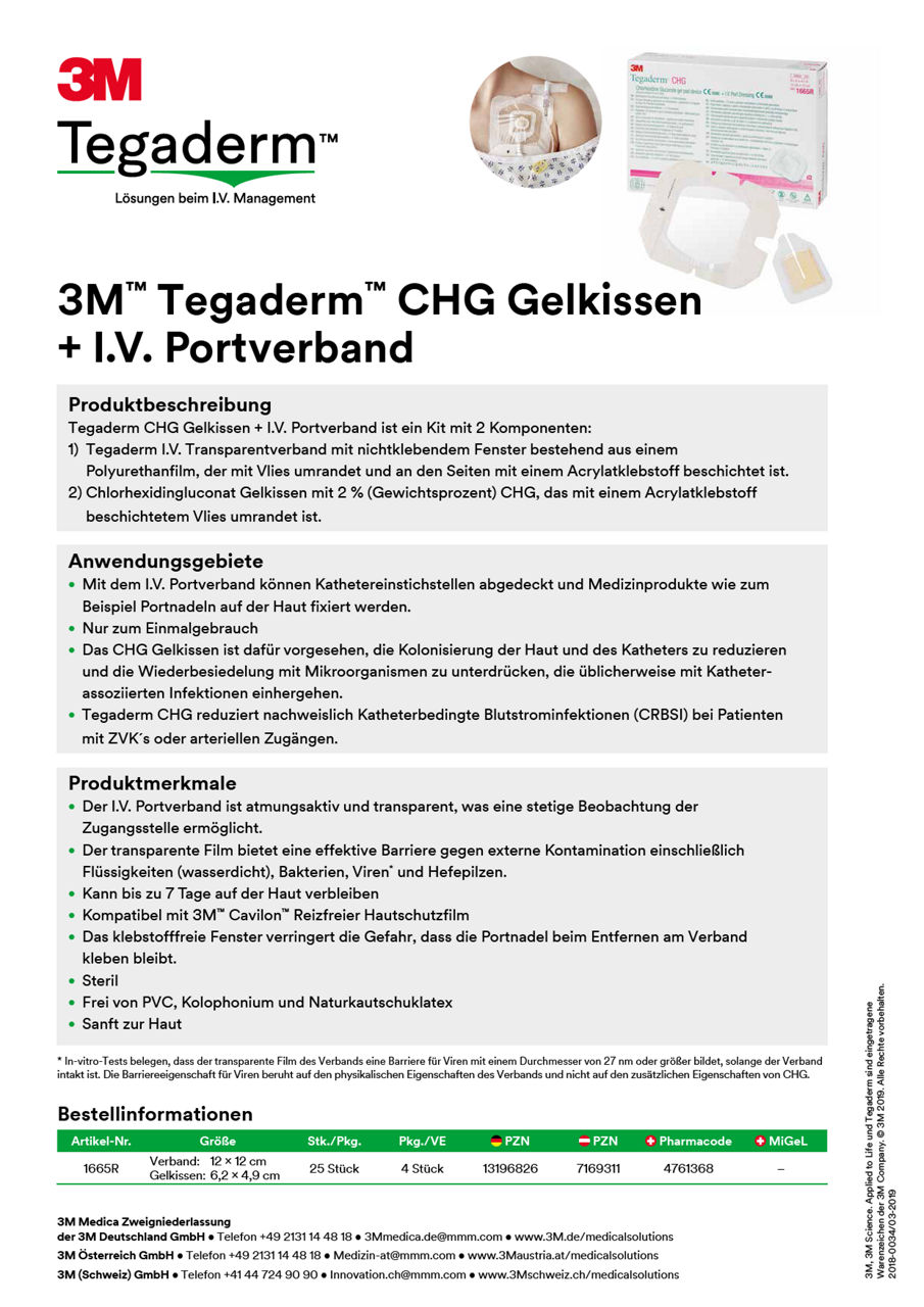 3M™ Tegaderm™ CHG Gelkissen + I.V. Portverband Produktbeschreibung