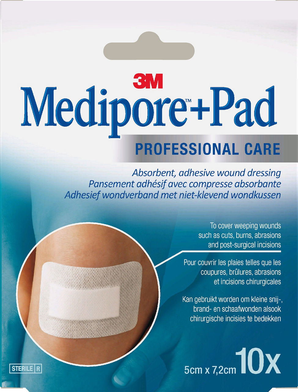 3M™ Medipore™+Pad Adhesive Wound Dressing, 3562P-10, 5 x 7cm 10dressings/carton 12 cartons/case
