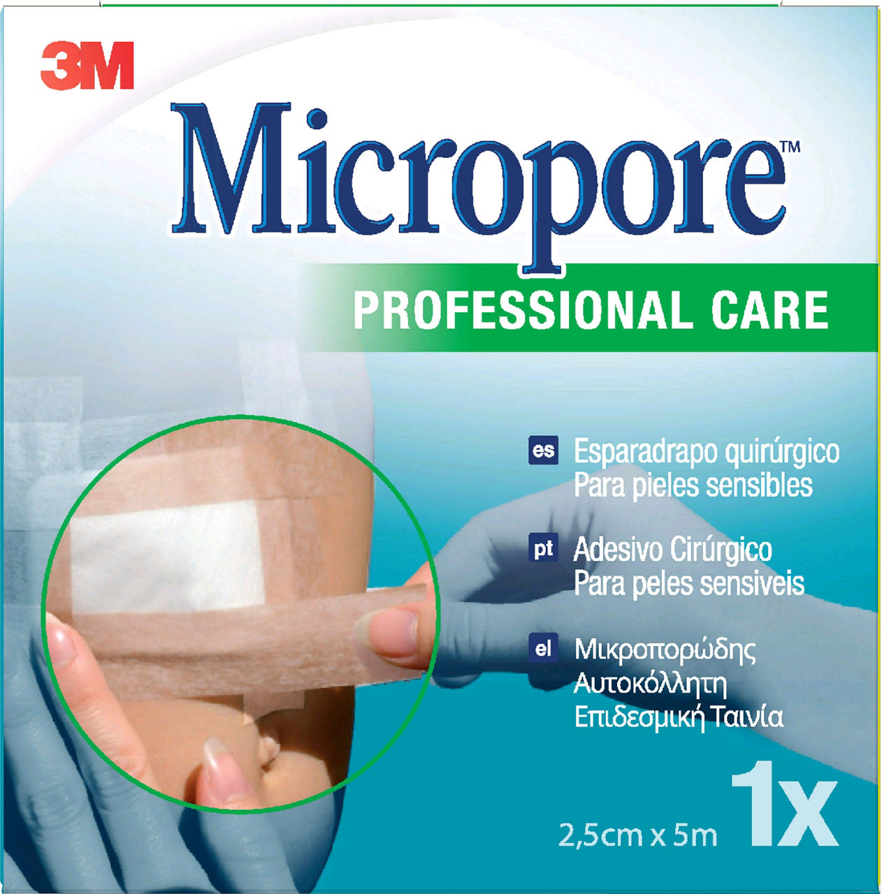 3M™ Micropore™ 1533IP-1S Esparadrapo de papel colo piel, 25mm x 5m, 12 UN/CAJA 10 CAJA/EBJE