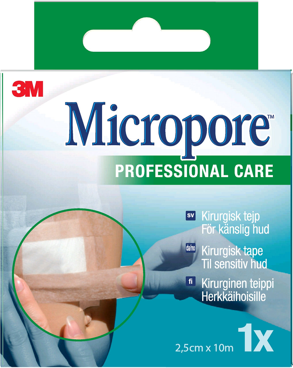 3M™ Micropore™ Kirurgisk tape, lys brun refill, 2,5 cm x 10 m, apotekpakning 1533SP-1