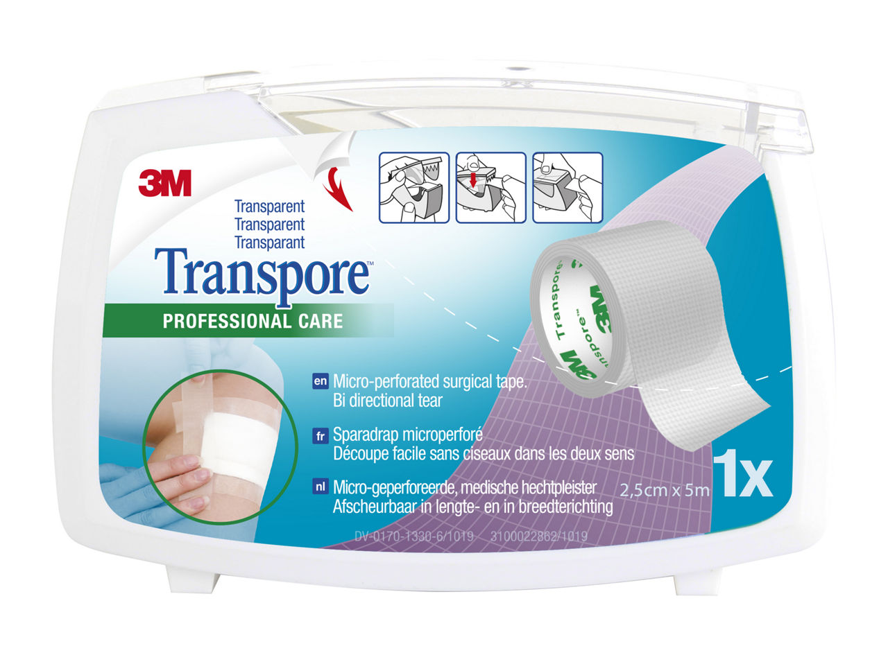 3M™ Transpore™ Surgical Tape Dispenser, 1527P-1SD, 25mm x 5m 6dispensers/film pack 8 packs/case