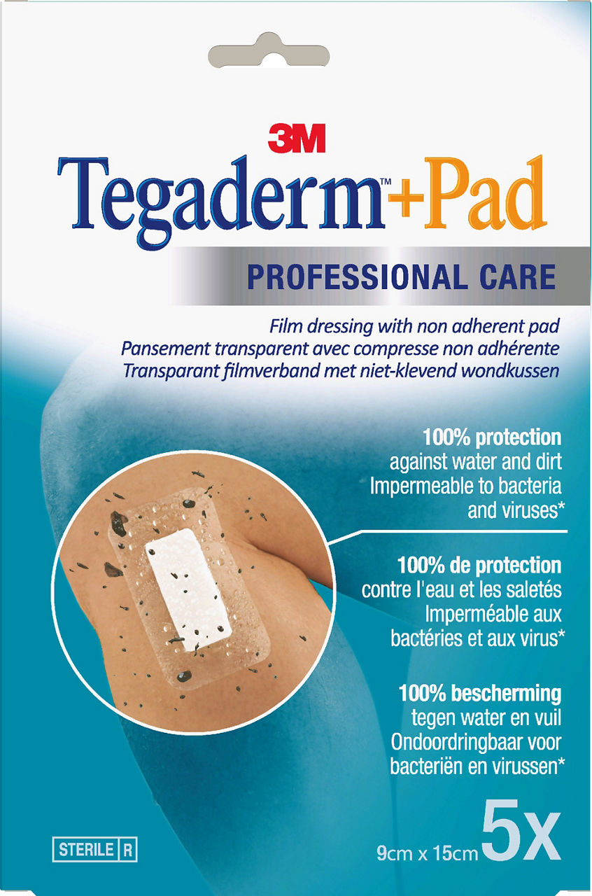Pansement Transparent Adhésif Stérile Avec Compresse 3M™ Tegaderm™+PAD,7307428, 9 cm x 15 cm