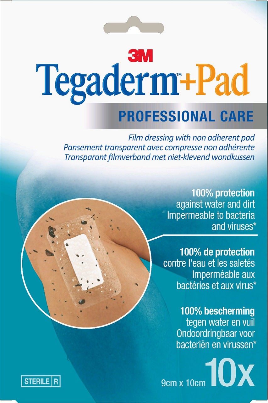 Pansement Adhésif Stérile Avec Compresse 3M™ Tegaderm™+PAD, 9756892,Transparent, 9 cm x 10 cm
