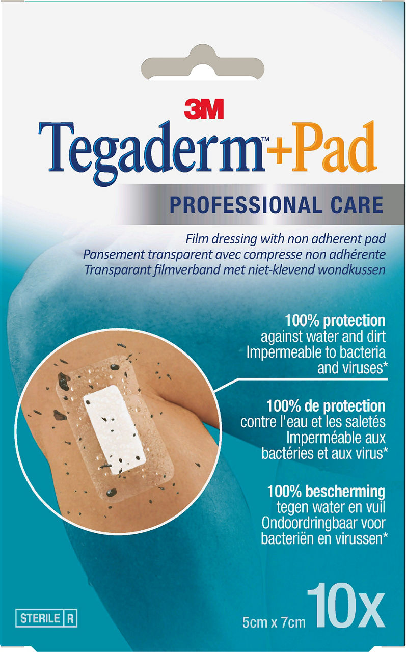Pansement Adhésif Stérile Avec Compresse 3M™ Tegaderm™+PAD, 9756900,Transparent, 5 cm x 7 cm