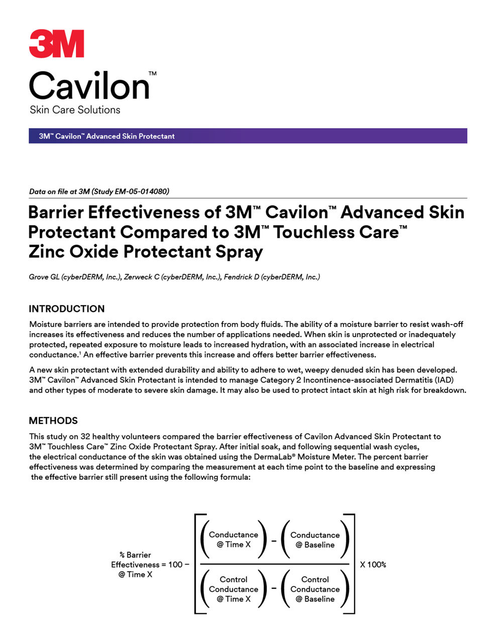 Barrier Effectiveness of 3M™ Cavilon™ Advanced Skin Protectant