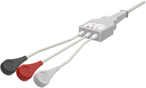 ECG Monitoring Cable, 3-Lead, Snap, With Yokemate LWS®, Shielded with 6pin plug, and Non-detachable Leads, 1 EA, F3C56