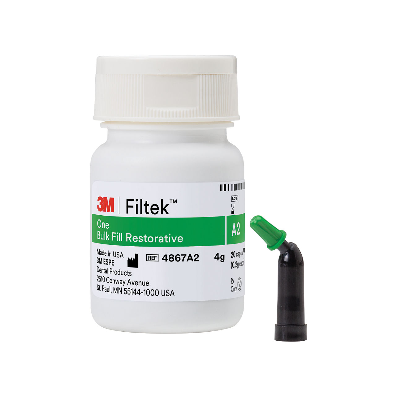 3M™ Filtek™ One Bulk Fill Restorative, 4867A2, 20 - 0.2g Capsules, A2