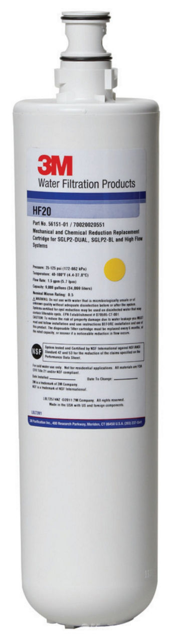 3M™ High Flow Series Filter Cartridge HF20, 5615101, 0.5 um NOM, 1.5gpm, 9000 gal, 6/Case