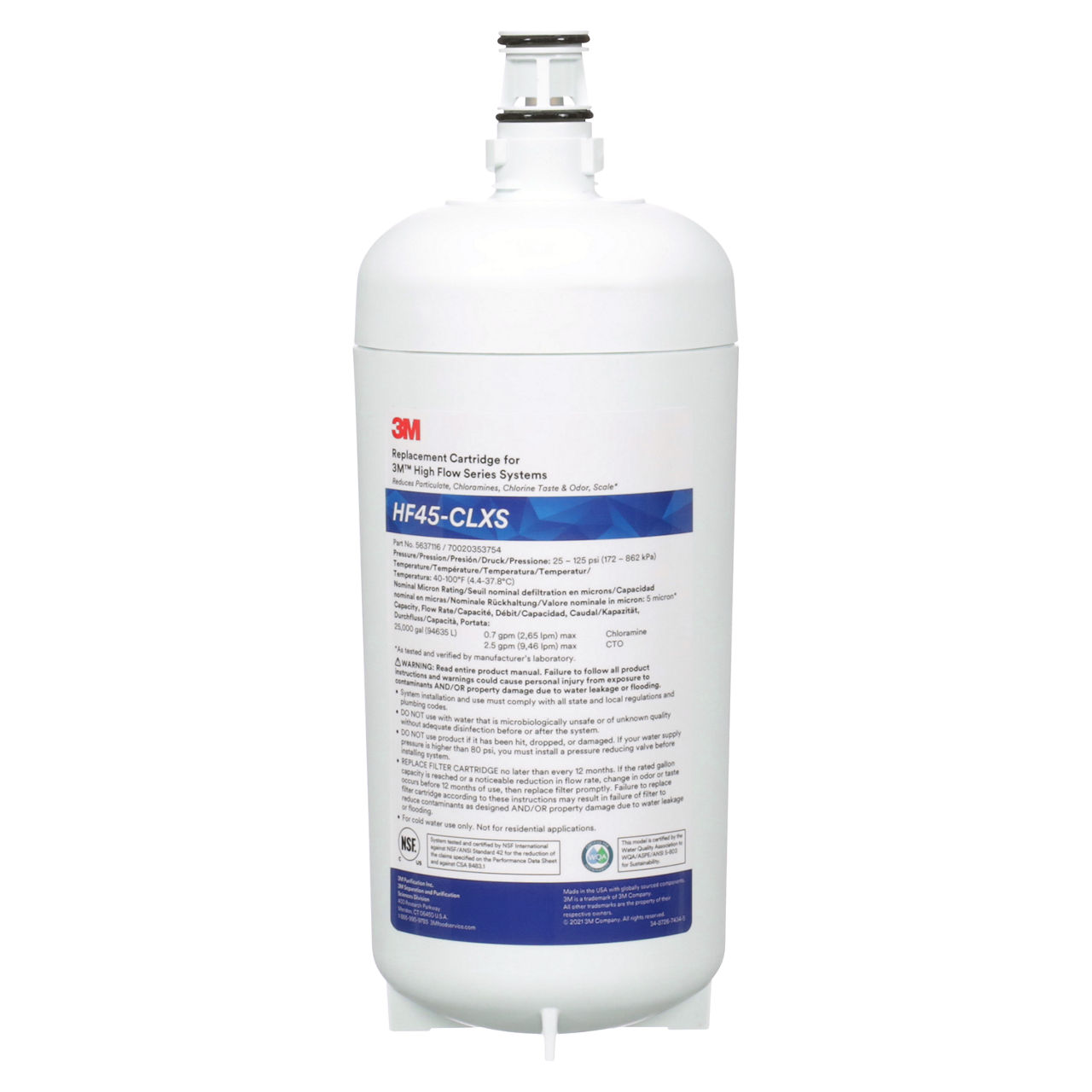 3M™ High Flow Series Filter Cartridge, HF45-CLXS, 5637116, 5 µ NOM, 1/Case