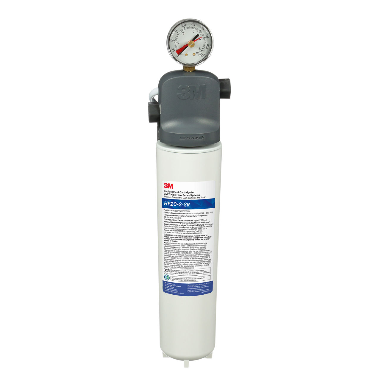 3M™ High Flow Carbonless Series Water Filter System ICE120-S-SR,5616016, 0.2 um Nominal, 2.0 gpm, 6/Case