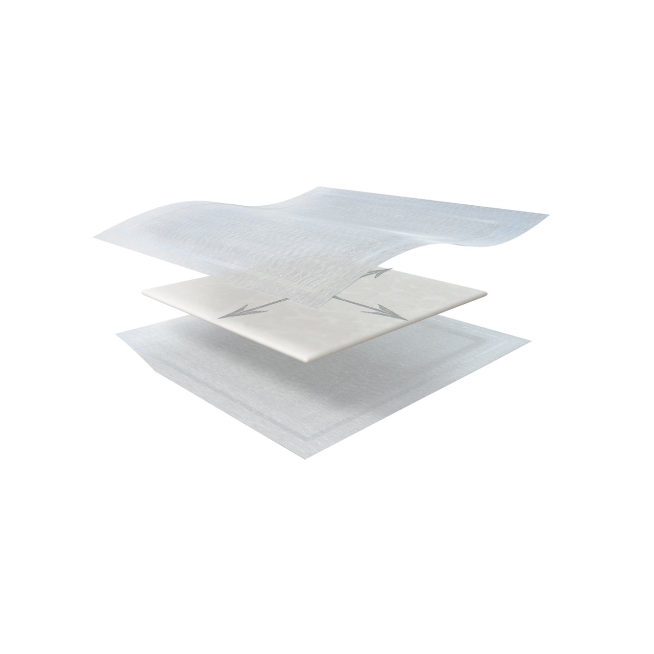 3M™ Kerramax Care™ Super-absorbent Dressing, Exploded Product, COMFORTS, WICKS, ABSORBS, LOCKS, PROTECTS, product image, cmyk, psd, PRA-MP-ALL-00301, 70-2011-8248-5, PRA-MP-US-03514, PRA-MP-ALL-00510
