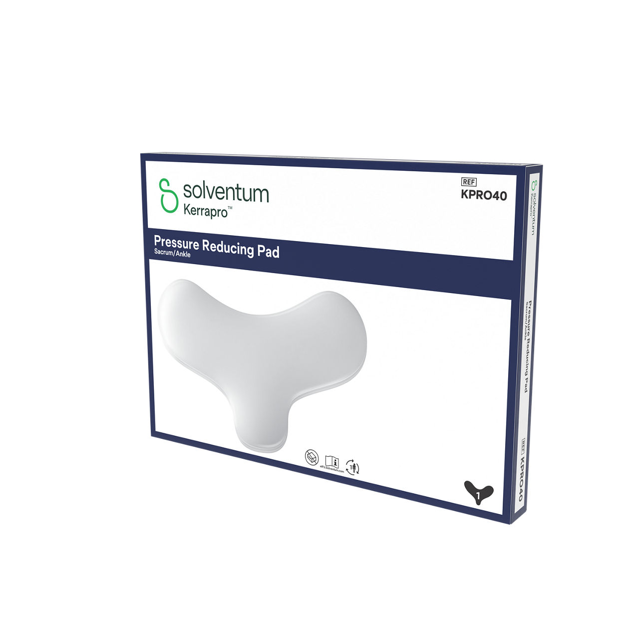 Solventum™ Kerrapro™ Pressure Reducing Pad, KPRO40, Sacrum/Ankle, 1/CAR, 40 CAR/CS, 40/CS - Front, Right, In Packaging (1R1)