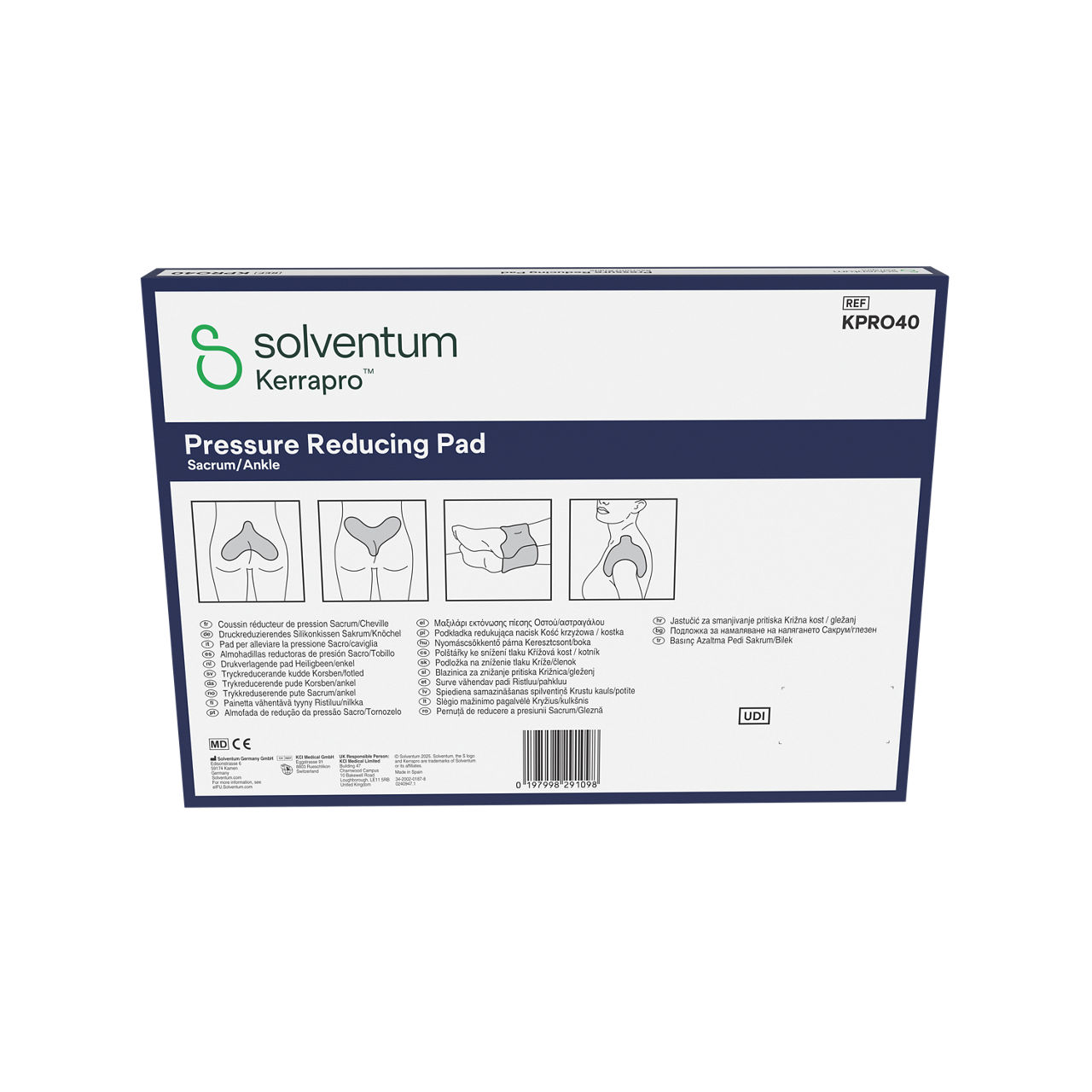 Solventum™ Kerrapro™ Pressure Reducing Pad, KPRO40, Sacrum/Ankle, 1/CAR, 40 CAR/CS, 40/CS - Back, Center, In Packaging (7C1)