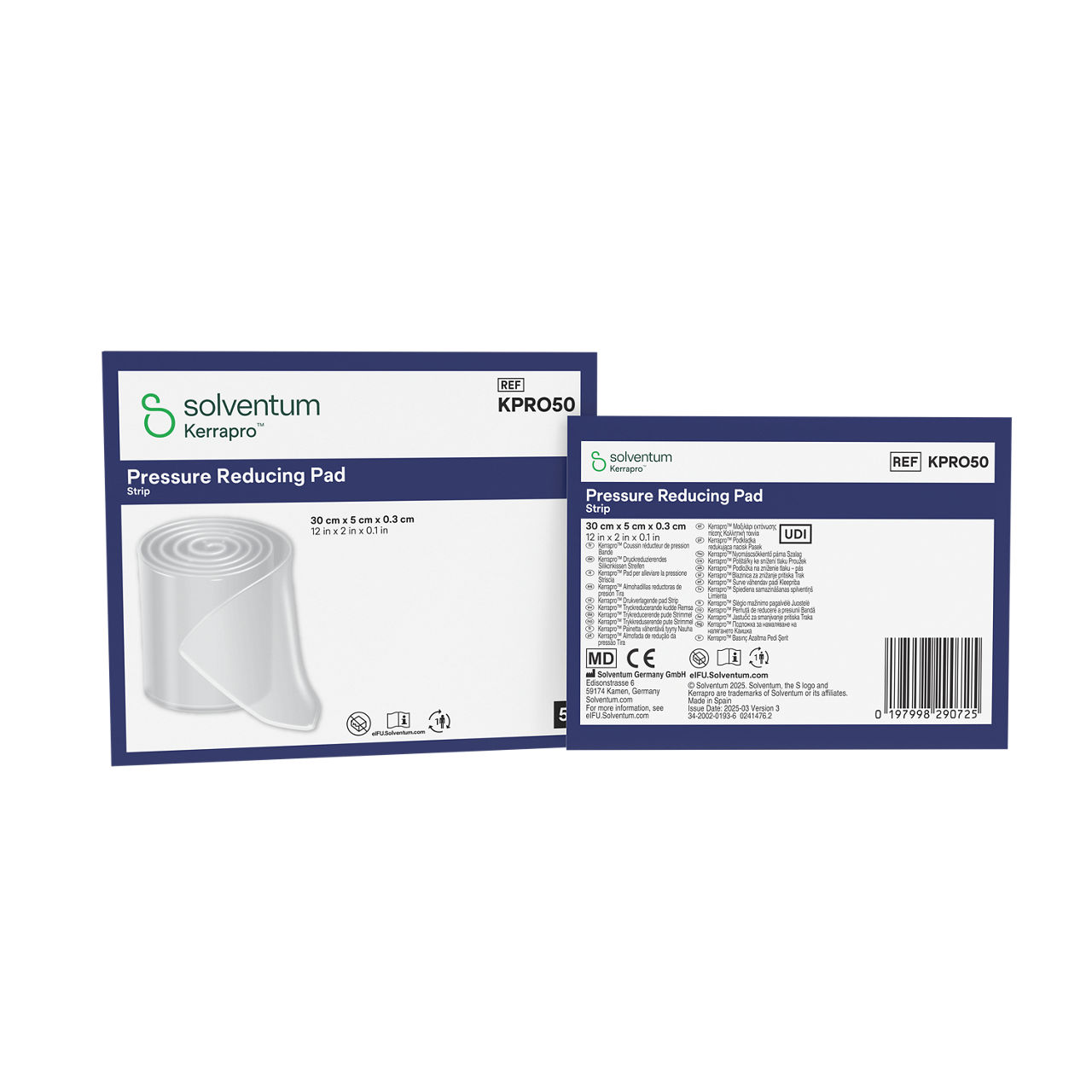 Solventum™ Kerrapro™ Pressure Reducing Pad, KPRO50, Strip, 30 cm x 5 cm x 0.3 cm (12 in x 2 in x 0.1 in), 5/CAR