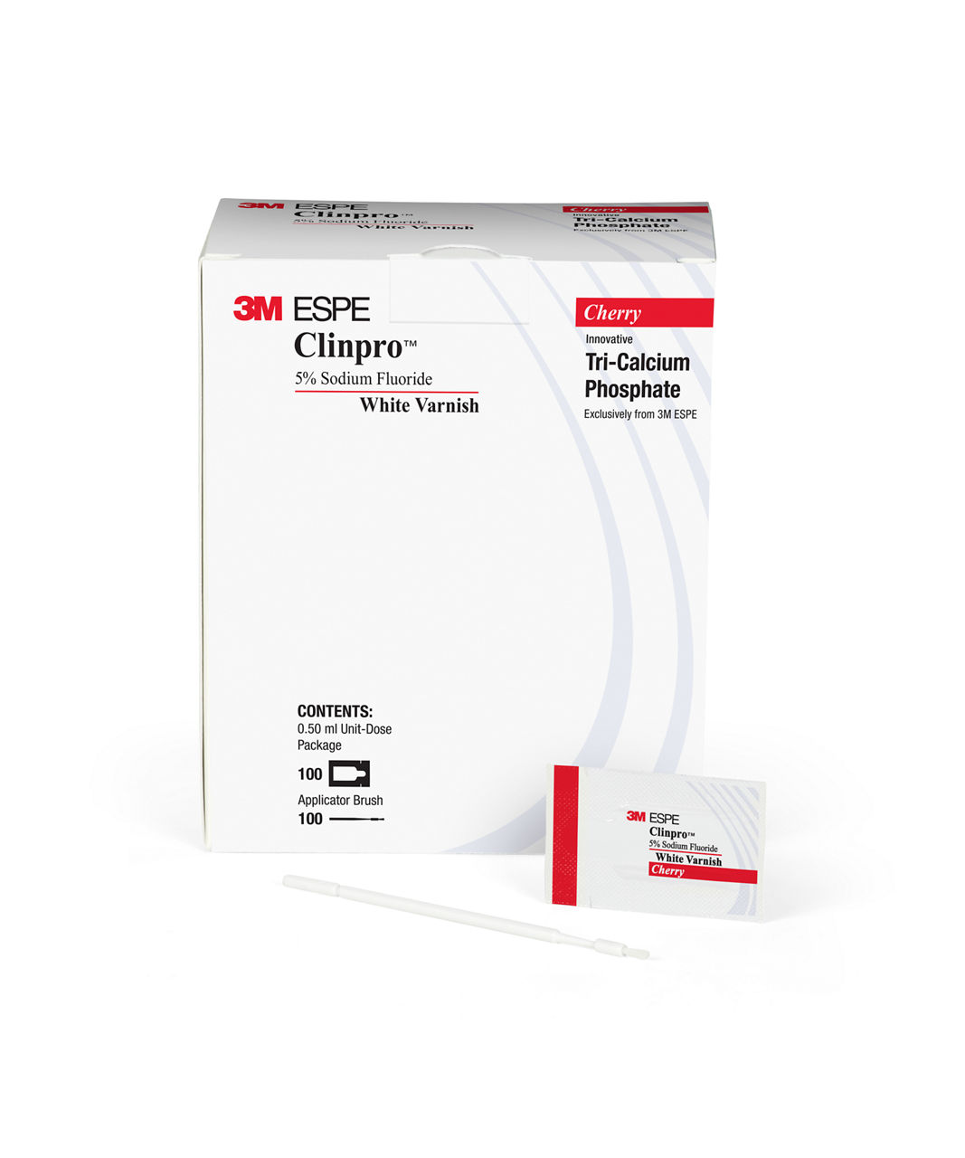 White Varnish 3M™ Clinpro™ con Fluoruro de Sodio al 5% y TCP 12246, con Fosfato Tricálcico (TCP), Sabor a Cereza, 100/CS