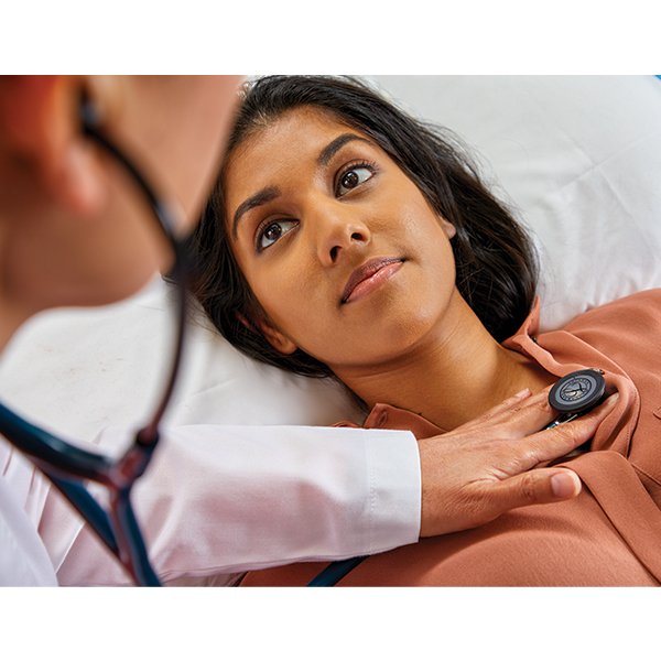 3M™ Littmann® Cardiology IV Amazon A+ content intro image with lifestyle image of doctor and patient, 300x300 px