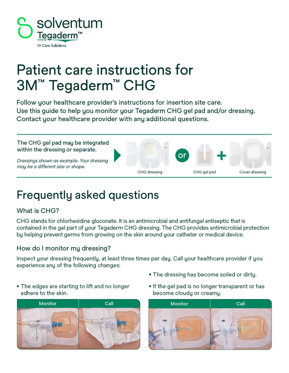 Tegaderm™ CHG – Patient Frequently Asked Questions
