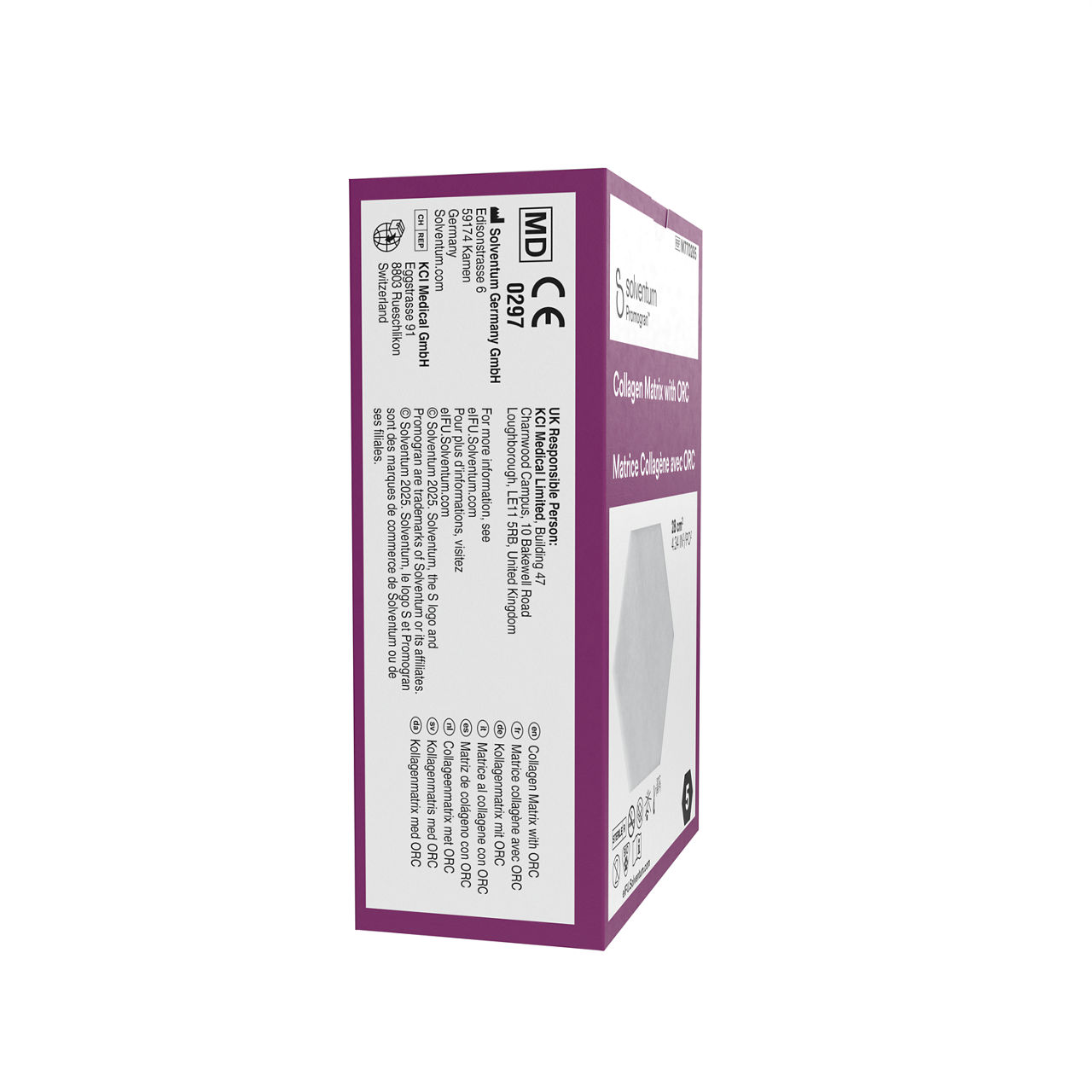 Solventum™ Promogran™ Collagen Matrix with ORC, M770285, Hexagon, 24.34 in² (28 cm²), 5/CAR, 8 CAR/CS, 40/CS - Right, Center, In Packaging (8C1)