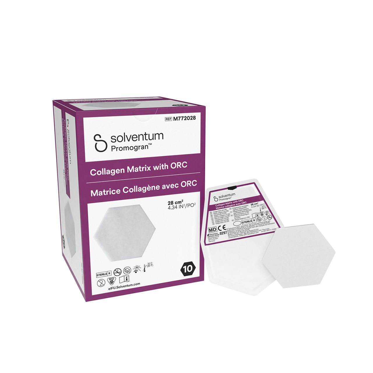 Solventum™ Promogran™ Collagen matrix with ORC, M772028, 28 cm² (4.34 in²), 10/CAR