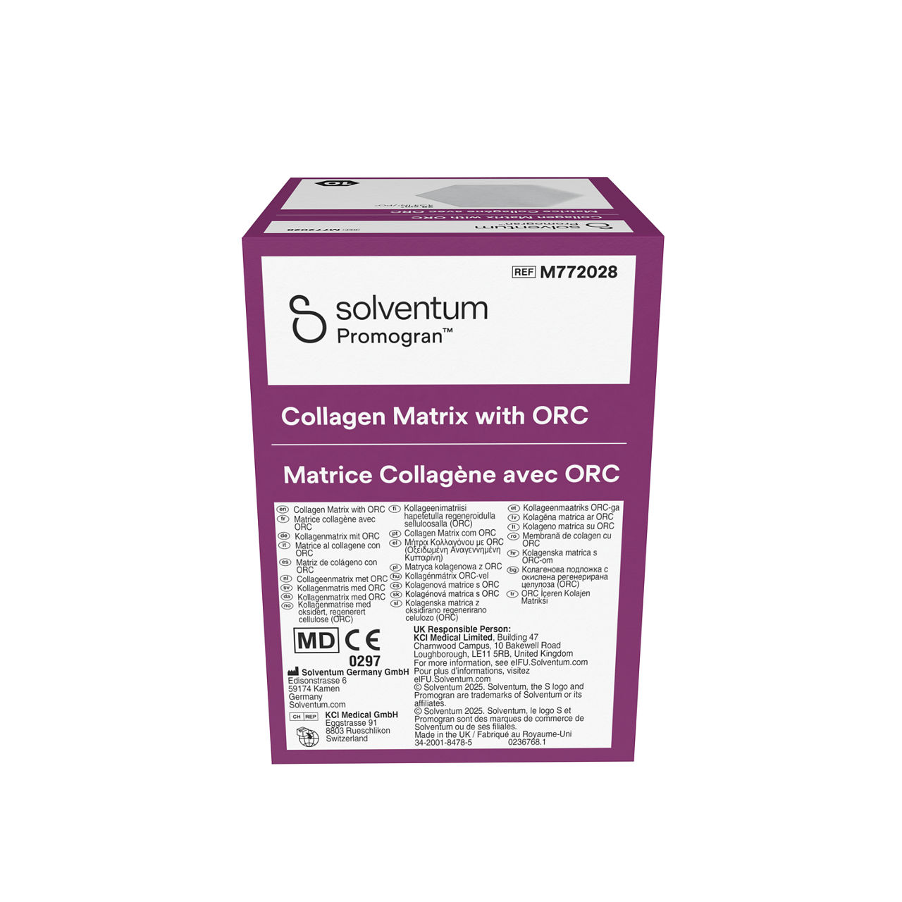 Solventum™ Promogran™ Collagen Matrix with ORC, M772028, 4.34 in² (28 cm²), Hexagon, 10/CAR, 4 CAR/CS, 40/CS - Back, Center, In Packaging (7C1)