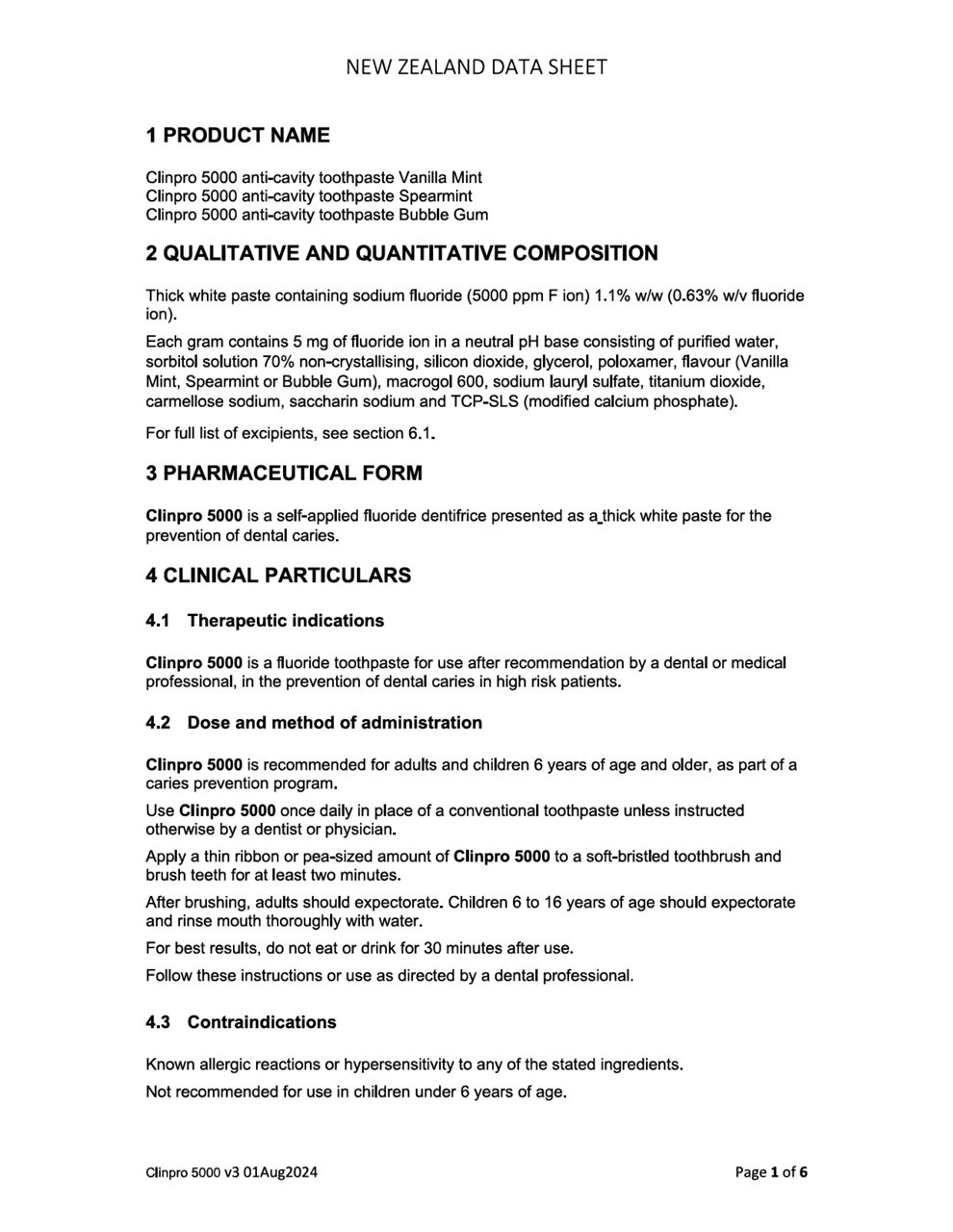 3M™ Clinpro™ 5000 Toothpaste Technical Data Sheet