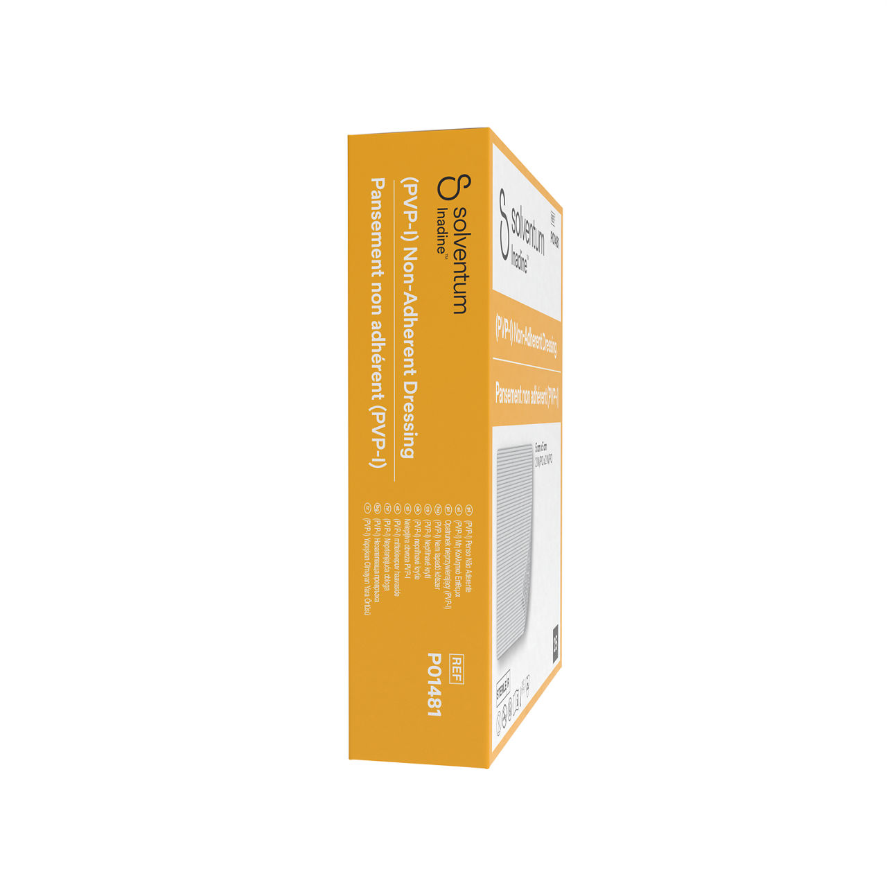 Solventum™ Inadine™ (PVP-I) Non-Adherent Dressing, P01481 - Right, Center, In Packaging (8C1)