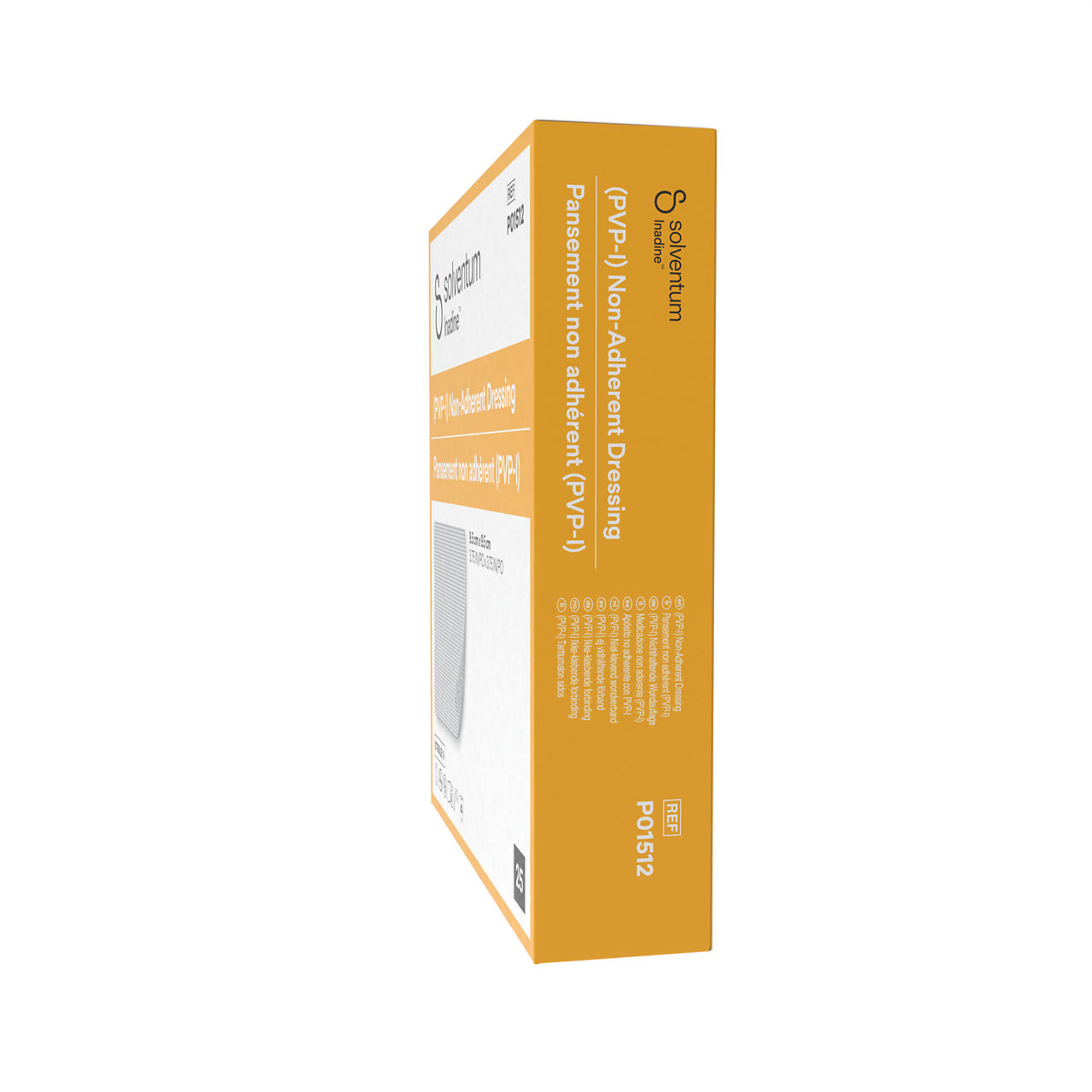 Solventum™ Inadine™ (PVP-I) Non-Adherent Dressing, P01512 -Left, Center, In Packaging (2C1)